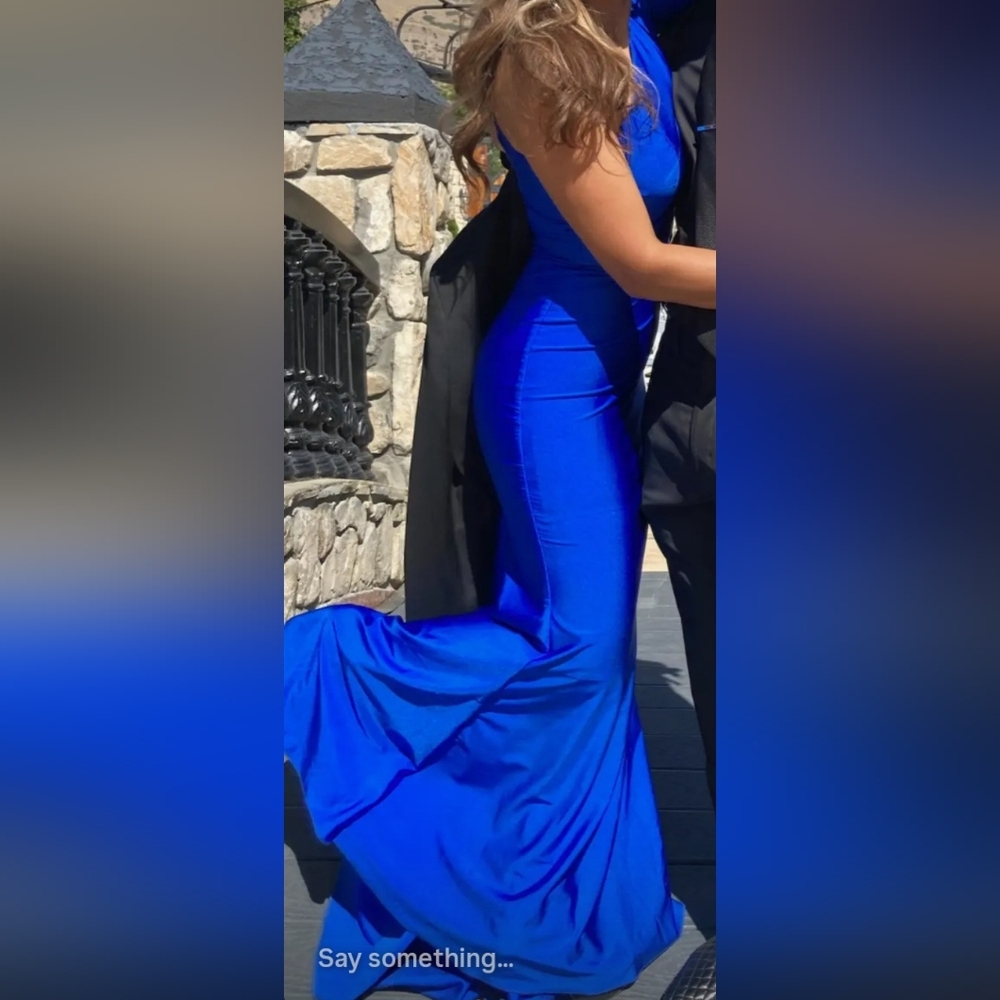 Elegant Chic One-Shoulder Blue Dress
